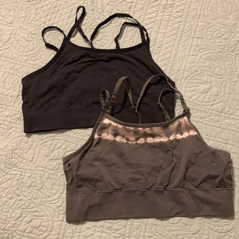 Two strappy back bralettes